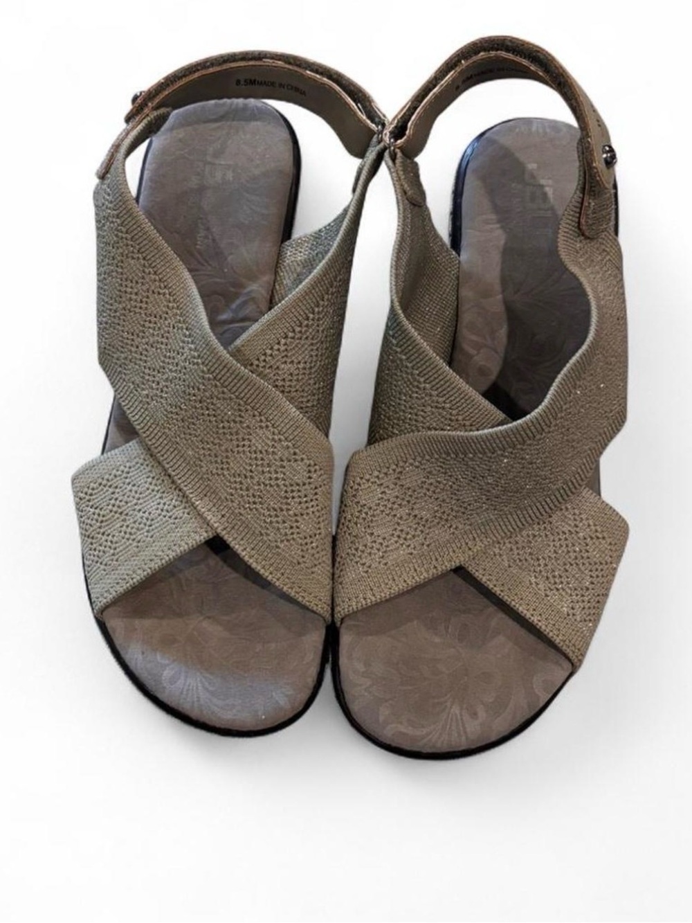 JBU Alyssa Crisscross Slingback Women's Sandals Size 8.5 Olive Green Wedge